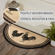 Sawyer Mill Charcoal Poultry Jute Rug Half Circle w/ Pad 16.5x33