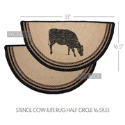 Sawyer Mill Charcoal Cow Jute Rug Half Circle w/ Pad 16.5x33