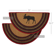 Cumberland Stenciled Moose Jute Rug Half Circle w/ Pad 16.5x33