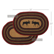 Cumberland Stenciled Moose Jute Rug Oval w/ Pad 20x30