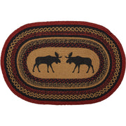 Cumberland Stenciled Moose Jute Rug Oval w/ Pad 20x30