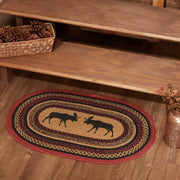 Cumberland Stenciled Moose Jute Rug Oval w/ Pad 20x30