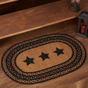 Farmhouse Jute Rug Oval Stencil Stars w/ Pad 20x30