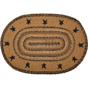 Kettle Grove Jute Rug Stencil Stars Border Oval w/ Pad 20x30