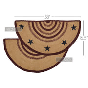 Potomac Jute Rug Half Circle Stencil Stars w/ Pad 16.5x33