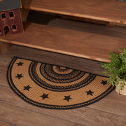 Farmhouse Jute Rug Half Circle Stencil Stars Border w/ Pad 16.5x33