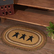 Kettle Grove Jute Rug Oval Stencil Stars w/ Pad 20x30