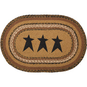 Kettle Grove Jute Rug Oval Stencil Stars w/ Pad 20x30