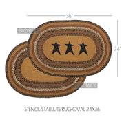 Kettle Grove Jute Rug Oval Stencil Stars w/ Pad 24x36