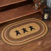 Kettle Grove Jute Rug Oval Stencil Stars w/ Pad 24x36