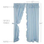 Annie Buffalo Blue Check Ruffled Panel Set of 2 84x40