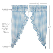 Annie Buffalo Blue Check Ruffled Prairie Short Panel Set of 2 63x36x18