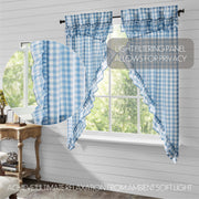 Annie Buffalo Blue Check Ruffled Prairie Short Panel Set of 2 63x36x18