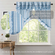 Annie Buffalo Blue Check Ruffled Prairie Swag Set of 2 36x36x18