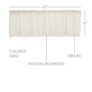 Tobacco Cloth Antique White Patchwork Valance 16x60