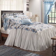 Annie Blue Floral Ruffled King Coverlet 80x76+27