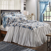 Annie Blue Floral Ruffled King Coverlet 80x76+27