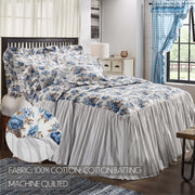 Annie Blue Floral Ruffled King Coverlet 80x76+27