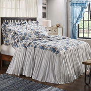 Annie Blue Floral Ruffled Twin Coverlet 76x39+27