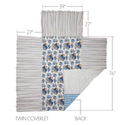 Annie Blue Floral Ruffled Twin Coverlet 76x39+27