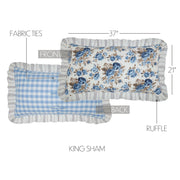 Annie Blue Floral Ruffled King Sham 21x37