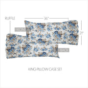 Annie Blue Floral Ruffled King Pillow Case Set of 2 21x36+8