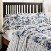 Annie Blue Floral Ruffled King Pillow Case Set of 2 21x36+8