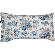 Annie Blue Floral Ruffled Standard Pillow Case Set of 2 21x26+8