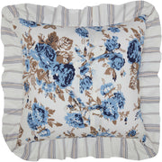 Annie Blue Floral Ruffled Pillow 18x18