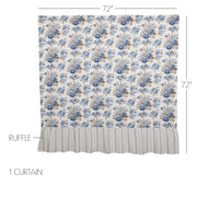 Annie Blue Floral Ruffled Shower Curtain 72x72