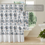 Annie Blue Floral Ruffled Shower Curtain 72x72