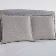 Burlap Dove Grey Fabric Euro Sham w/ Fringed Ruffle 26x26