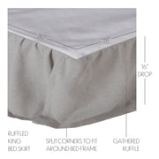 Burlap Dove Grey Ruffled King Bed Skirt 78x80x16