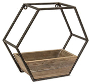 Wood & Metal Hexagon Wall Planter