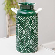 Leaf Etched Enamel Milk Can