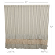 Kaila Ticking Stripe Ruffled Shower Curtain 72x72