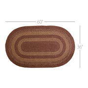 Burgundy Tan Jute Rug Oval w/ Pad 36x60