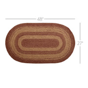 Burgundy Tan Jute Rug Oval w/ Pad 27x48