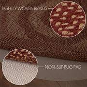 Burgundy Tan Jute Rug Oval w/ Pad 60x96