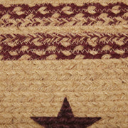 Burgundy Tan Jute Rug Oval Stencil Stars w/ Pad 24x36