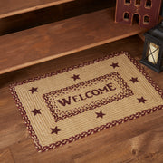 Burgundy Tan Jute Rug Rect Welcome w/ Pad 20x30