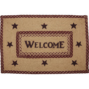 Burgundy Tan Jute Rug Rect Welcome w/ Pad 20x30