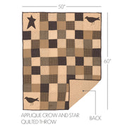 Kettle Grove Applique Crow and Star Quilted Throw 50x60