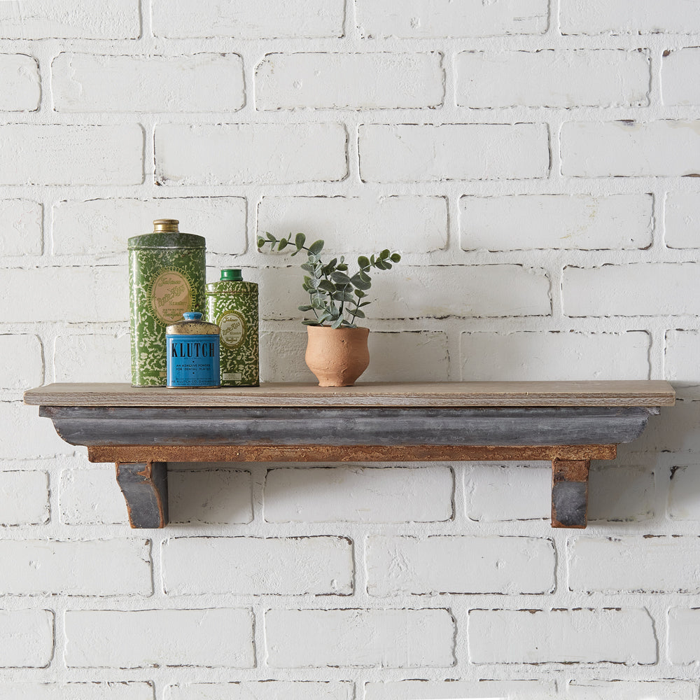 Rustic Wood and Metal Shelf Farmabilia