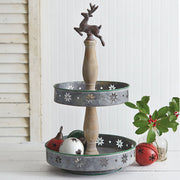 Two-Tiered Metal Christmas Tray