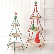 Set of Two Tiered Christmas Tree Display Stands