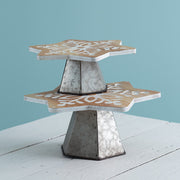 Set of Two Snowflake Dessert Stands