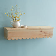 Natural Wood Scalloped Floating Shelf