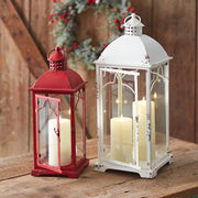 Set of Two Red & White Lanterns