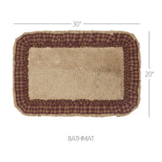 Burlap Natural w/ Burgundy Check Bathmat 20x30